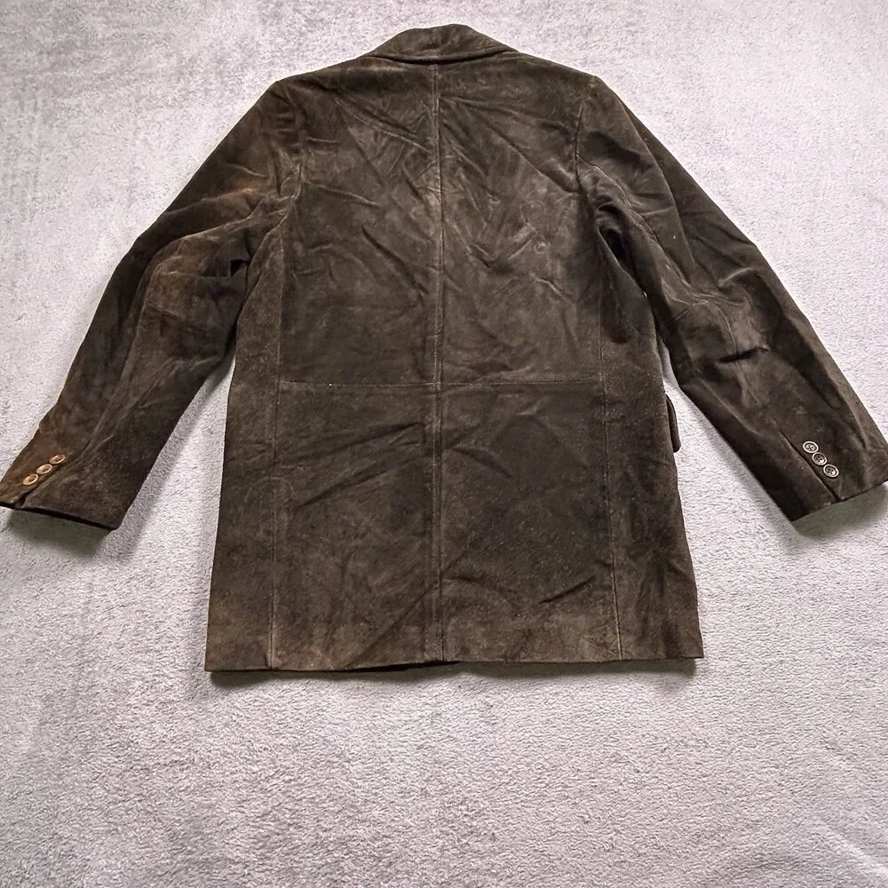 Banana Republic Suede Leather Blazer Men's XS Brown Y2K Dark Academia Grunge